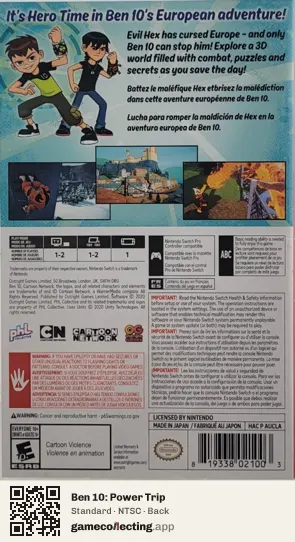 Ben 10: Power Trip Nintendo Switch, NTSC box back