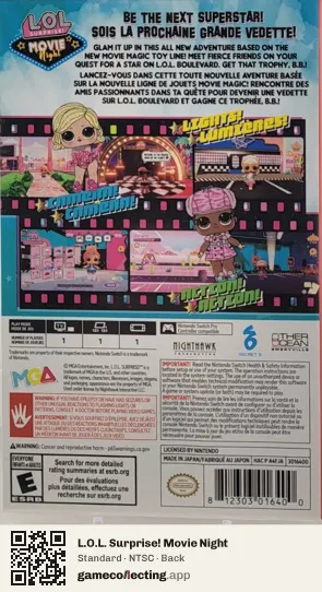 L.O.L. Surprise! Movie Night Nintendo Switch, NTSC box back
