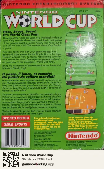 Nintendo World Cup Nintendo Entertainment System, NTSC box back