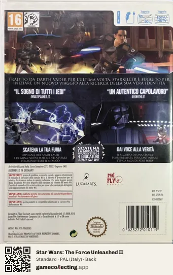 Star Wars: The Force Unleashed II Nintendo Wii, Italy box back