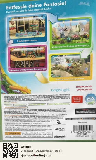 Create Xbox 360, Germany box back