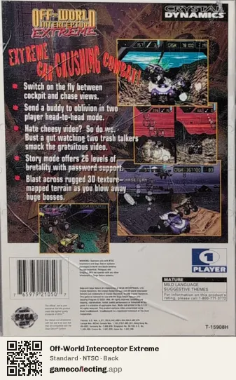 Off-World Interceptor Extreme Sega Saturn, NTSC box back