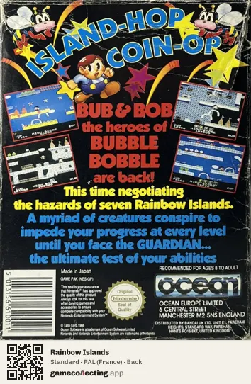 Rainbow Islands Nintendo Entertainment System, France box back