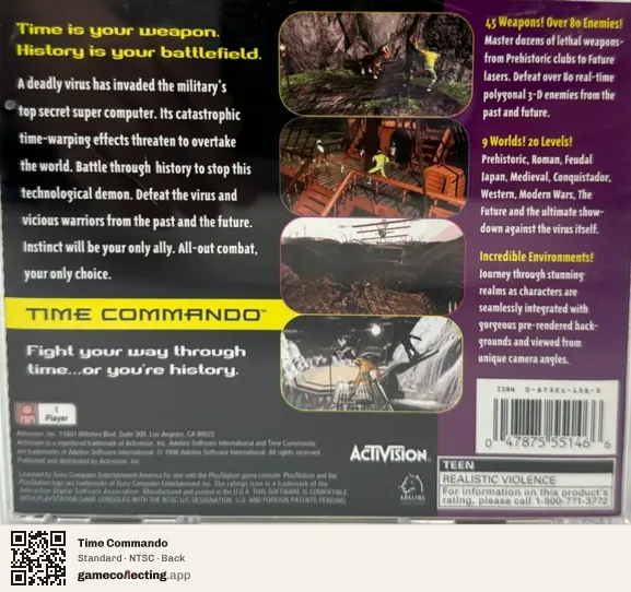 Time Commando PlayStation, NTSC box back