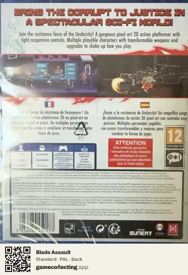 Blade Assault PlayStation 4, PAL box back
