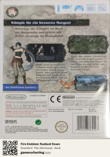 Fire Emblem: Radiant Dawn Nintendo Wii, Germany box back