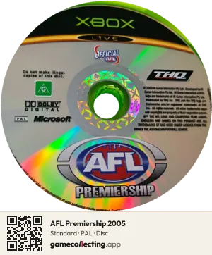 AFL Premiership 2005 Xbox, PAL disc