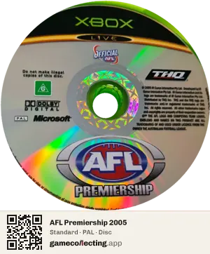AFL Premiership 2005 Xbox, PAL disc