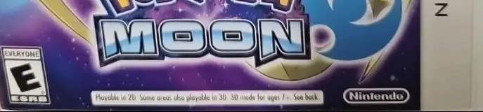 Pokémon Moon, the ESRB box on its front