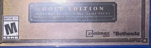 The Elder Scrolls Online: Tamriel Unlimited, the ESRB box on its front