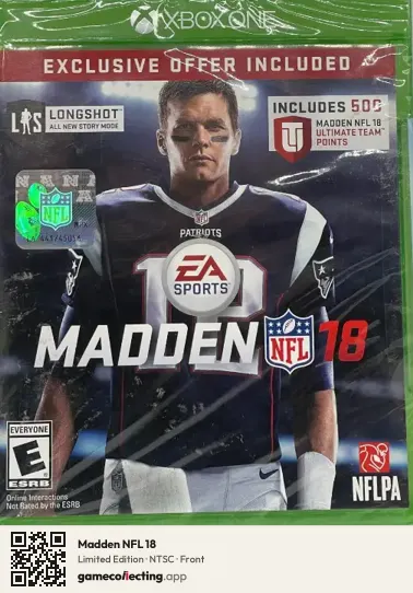 Madden NFL 18 Xbox One, NTSC box front