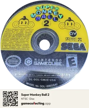 Super Monkey Ball 2 Nintendo GameCube, NTSC disc