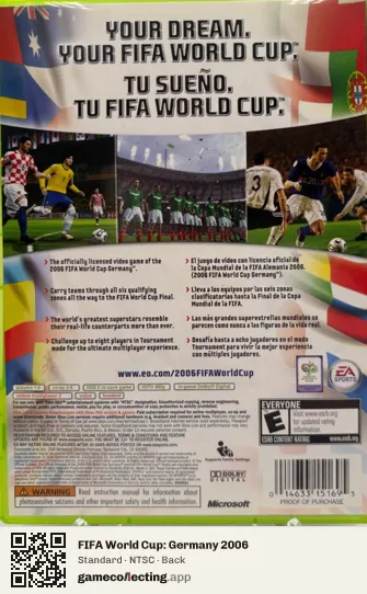 FIFA World Cup: Germany 2006 Xbox 360, NTSC box back