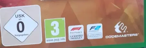 F1 2019, the USK square on its front