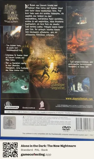 Alone in the Dark: The New Nightmare PlayStation 2, PAL box back