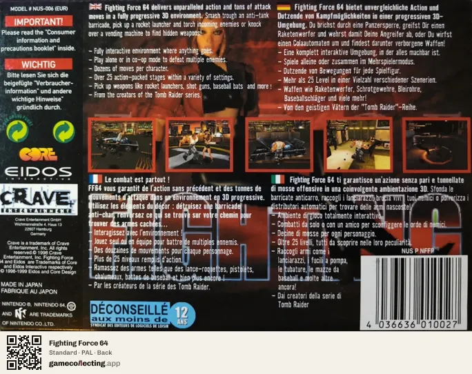 Fighting Force 64 Nintendo 64, PAL box back