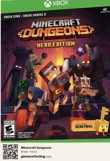 Minecraft Dungeons Xbox One, NTSC box front