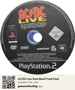 AC/DC Live: Rock Band Track Pack PlayStation 2, PAL disc