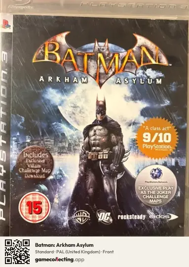 Batman: Arkham Asylum PlayStation 3, United Kingdom box front