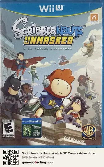 Scribblenauts Unmasked: A DC Comics Adventure Nintendo Wii U, NTSC box front