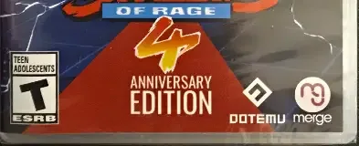 Streets of Rage 4, the ESRB box on its front