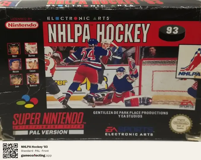 NHLPA Hockey '93 Super Nintendo Entertainment System, PAL box front