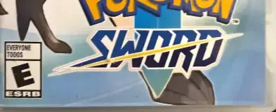 Pokémon Sword, the ESRB box on its front