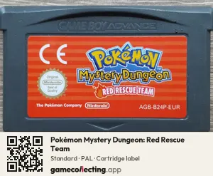 Pokémon Mystery Dungeon: Red Rescue Team Game Boy Advance, PAL cartridge label