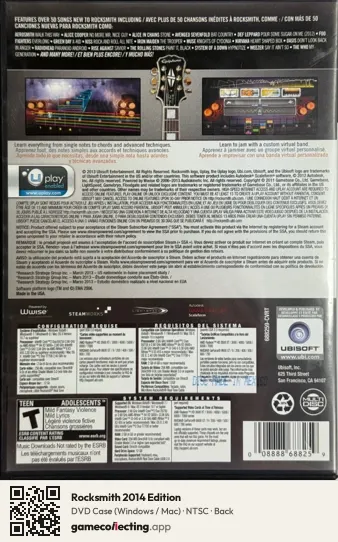 Rocksmith 2014 Edition Computer, NTSC box back