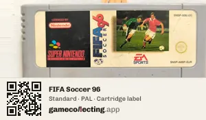 FIFA Soccer 96 Super Nintendo Entertainment System, PAL cartridge label