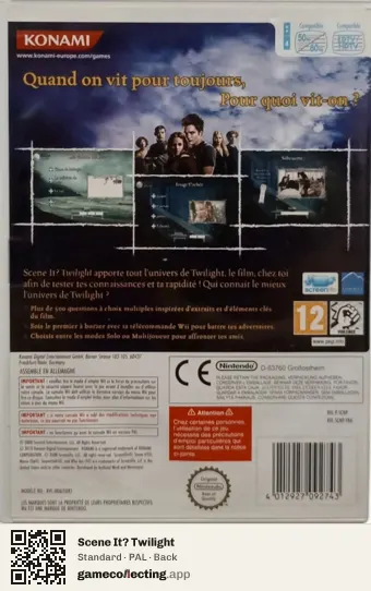 Scene It? Twilight Nintendo Wii, PAL box back