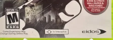 Kane & Lynch: Dead Men, the ESRB box on its front
