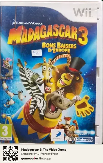 Madagascar 3: The Video Game Nintendo Wii, France box front