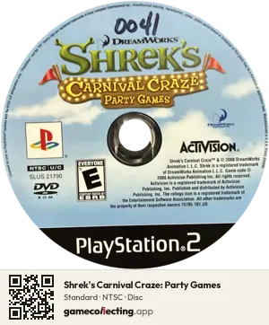 Shrek's Carnival Craze: Party Games PlayStation 2, NTSC disc
