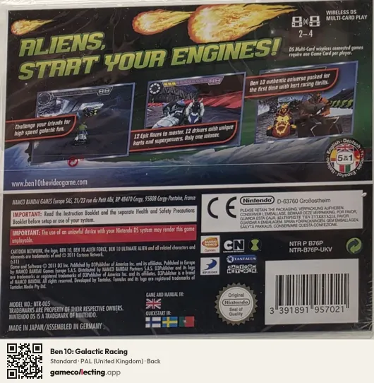 Ben 10: Galactic Racing Nintendo DS, United Kingdom box back