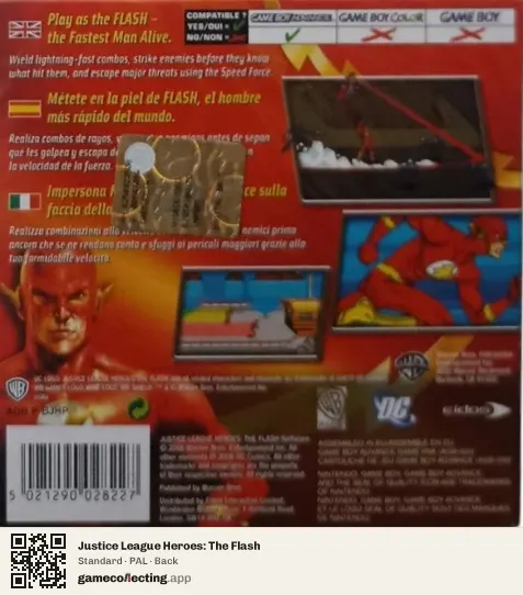 Justice League Heroes: The Flash Game Boy Advance, PAL box back