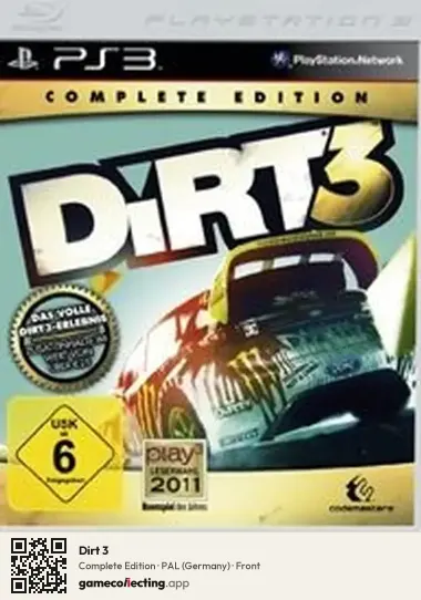 Dirt 3 PlayStation 3, Germany box front