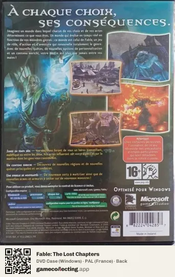Fable: The Lost Chapters Computer, France box back
