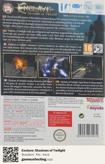 Enclave: Shadows of Twilight Nintendo Wii, PAL box back