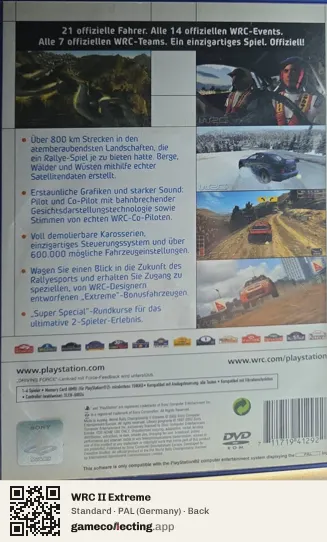 WRC II Extreme PlayStation 2, Germany box back