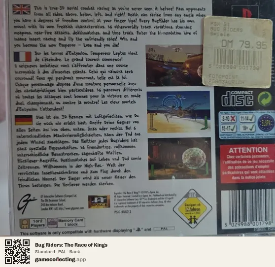 Bug Riders: The Race of Kings PlayStation, PAL box back