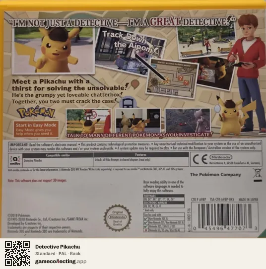 Detective Pikachu Nintendo 3DS, PAL box back