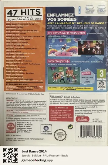 Just Dance 2014 Nintendo Wii, France box back