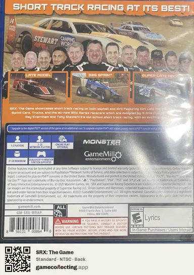 SRX: The Game PlayStation 4, NTSC box back