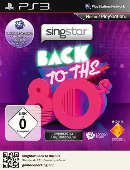 SingStar Back to the 80s PlayStation 3, Germany box front
