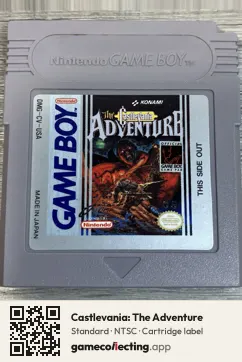 Castlevania: The Adventure Game Boy, NTSC cartridge label