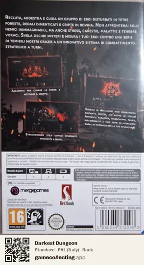Darkest Dungeon Nintendo Switch, Italy box back