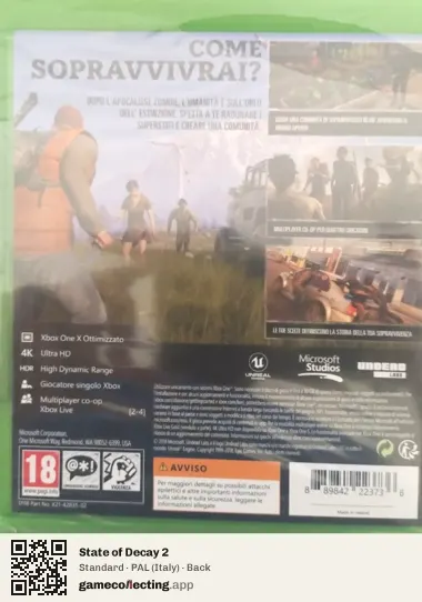 State of Decay 2 Xbox One, Italy box back