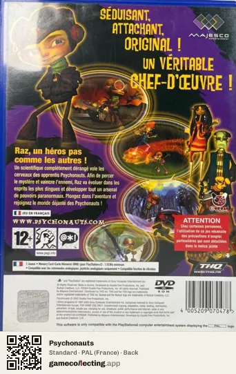 Psychonauts PlayStation 2, France box back