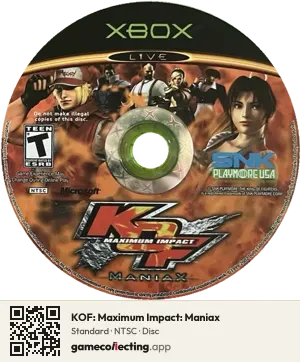 KOF: Maximum Impact: Maniax Xbox, NTSC disc